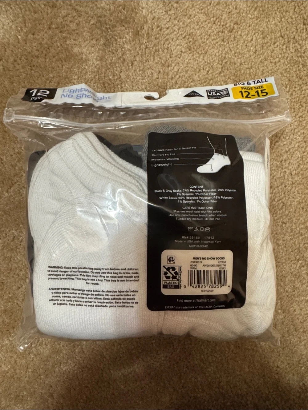 Lot of 2 packs Athletic Works Men's No Show Socks  (24 pairs total)